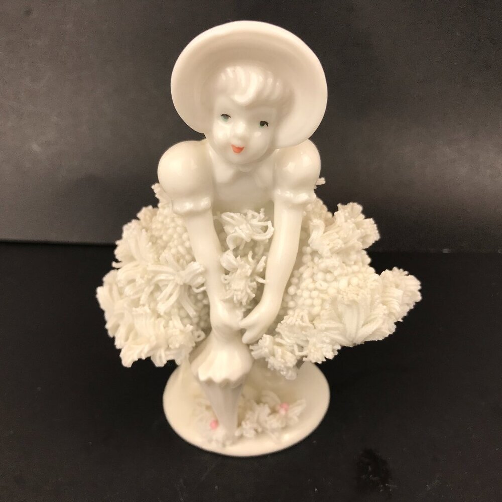 Porcelain Spaghetti Girl Figure, 5" x 4"